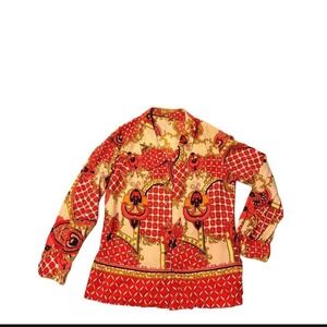 1970s unique collared pink and yellow retro shirt size 12